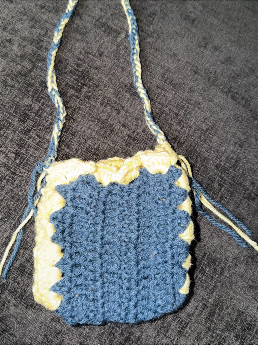 Handmade Blue and yellow Crochet Crossbody Bag
